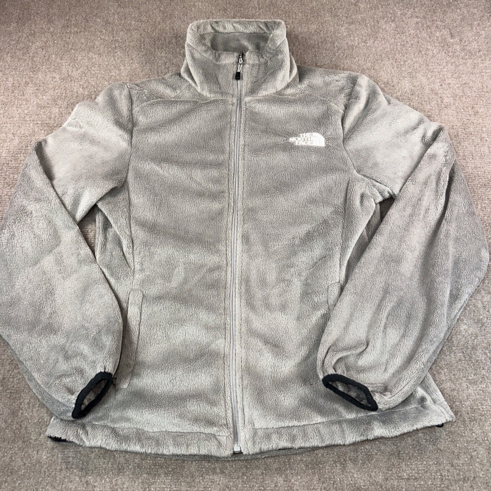 The North Face Osito Fleece Jacket Womens Medium Grey Full Zip Soft 6968